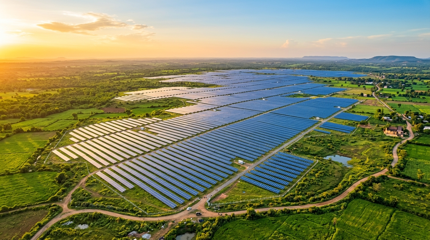 Ground-mounted solar farm installation